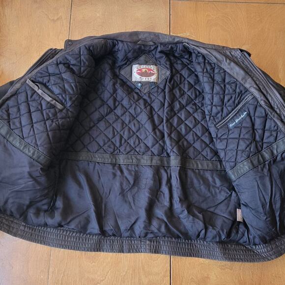 Boulder Ridge Vintage Men's Leather Bomber Moto Coat Jacket Brown Size Medium - Picture 3 of 10